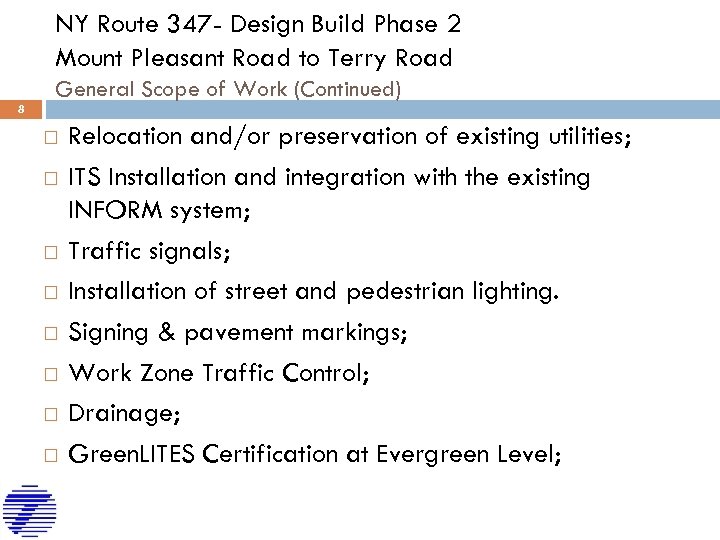 NY Route 347 - Design Build Phase 2 Mount Pleasant Road to Terry Road