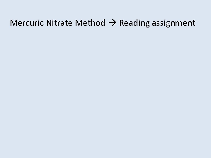 Mercuric Nitrate Method Reading assignment 