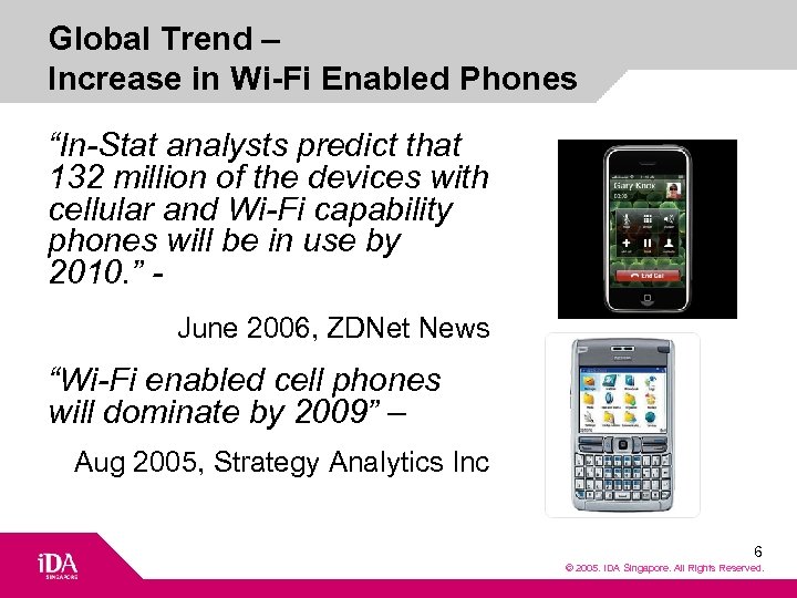 Global Trend – Increase in Wi-Fi Enabled Phones “In-Stat analysts predict that 132 million