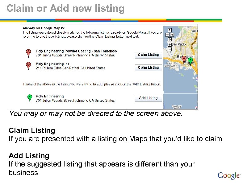 Claim or Add new listing You may or may not be directed to the
