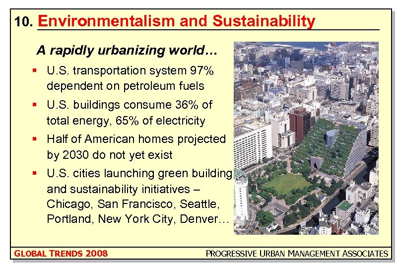 10. Environmentalism and Sustainability A rapidly urbanizing world… § U. S. transportation system 97%