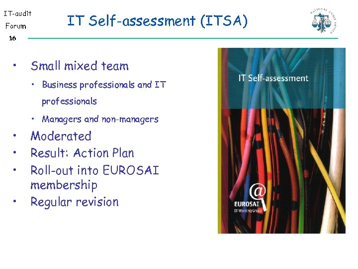 IT-audit Forum IT Self-assessment (ITSA) 16 • Small mixed team • Business professionals and