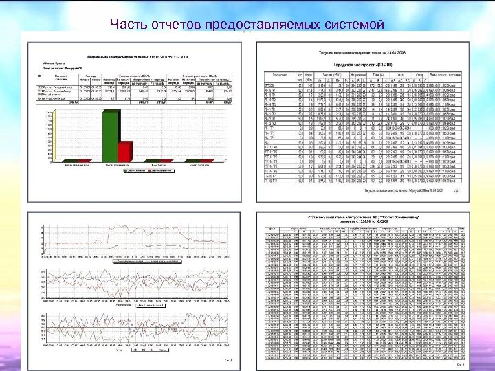 Часть отчетов предоставляемых системой 