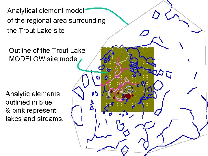 Analytical element model of the regional area surrounding the Trout Lake site Outline of