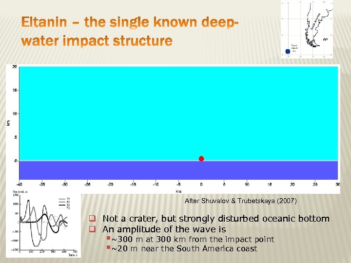 After Shuvalov & Trubetskaya (2007) q Not a crater, but strongly disturbed oceanic bottom