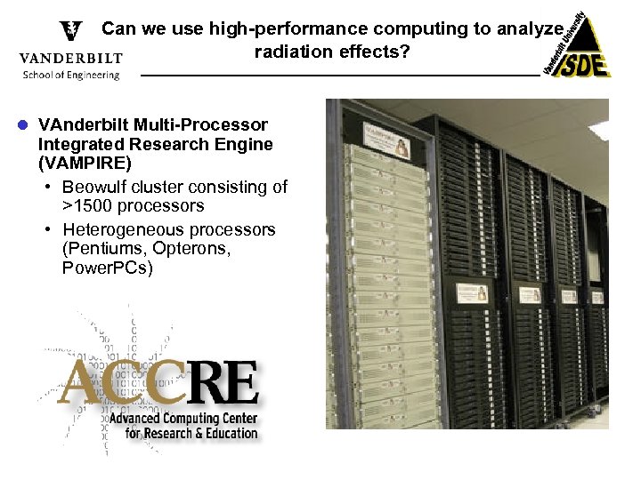 Can we use high-performance computing to analyze radiation effects? l VAnderbilt Multi-Processor Integrated Research