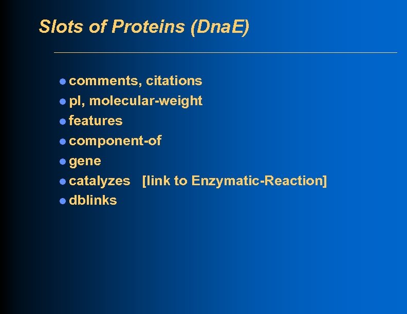 Slots of Proteins (Dna. E) l comments, citations l p. I, molecular-weight l features