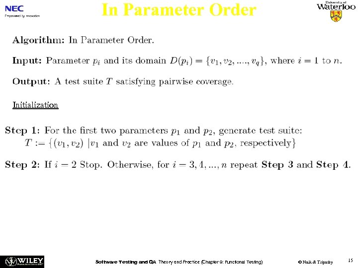 In Parameter Order Initialization Software Testing and QA Theory and Practice (Chapter 9: Functional