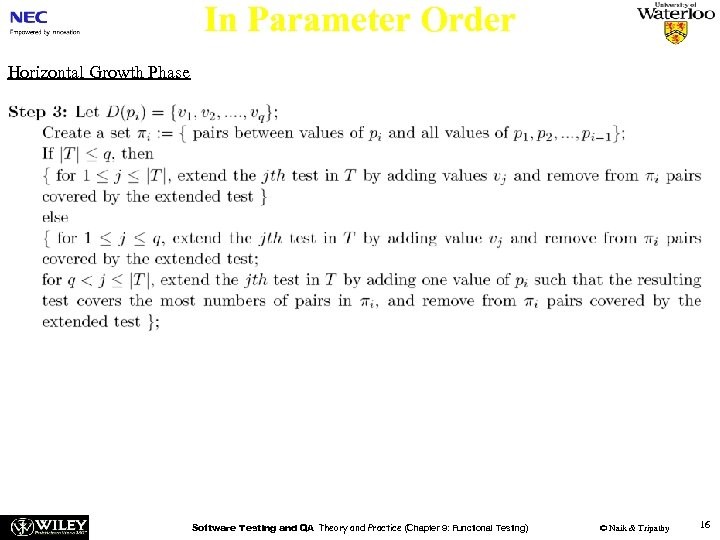 In Parameter Order Horizontal Growth Phase Software Testing and QA Theory and Practice (Chapter