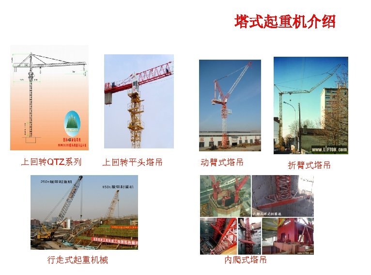塔式起重机介绍 上回转QTZ系列 上回转平头塔吊 行走式起重机械 动臂式塔吊 内爬式塔吊 折臂式塔吊 