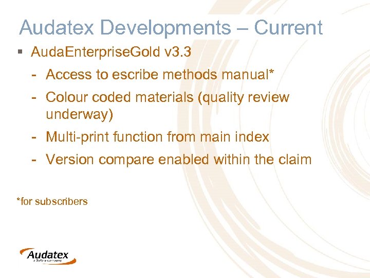 Audatex Developments – Current § Auda. Enterprise. Gold v 3. 3 - Access to