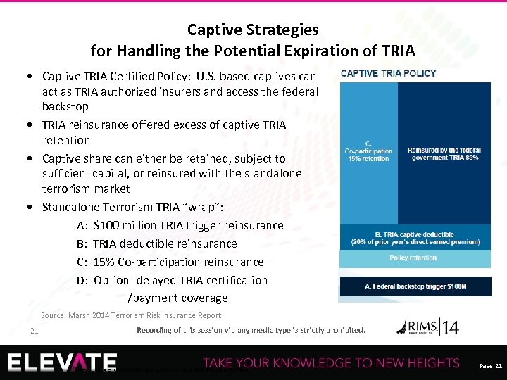 Captive Strategies for Handling the Potential Expiration of TRIA • Captive TRIA Certified Policy: