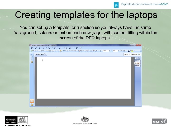 Creating templates for the laptops You can set up a template for a section