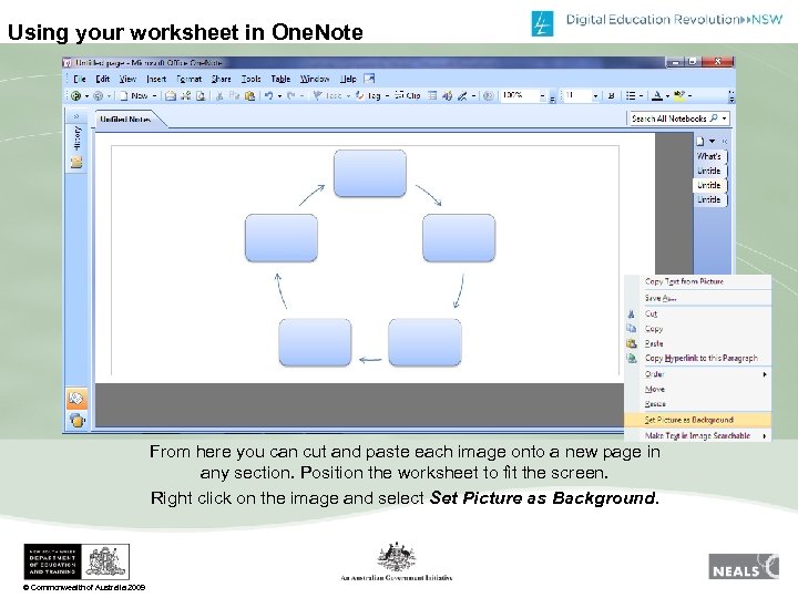 Using your worksheet in One. Note From here you can cut and paste each