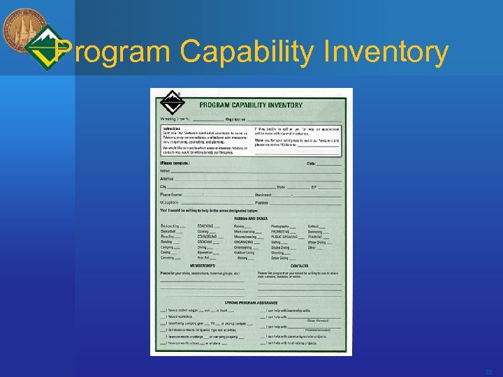 Program Capability Inventory 32 
