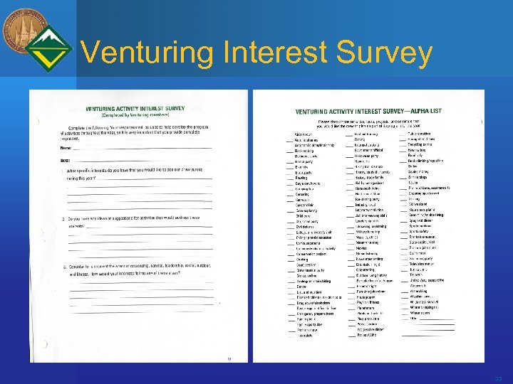 Venturing Interest Survey 33 