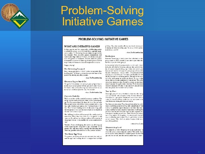 Problem-Solving Initiative Games 40 