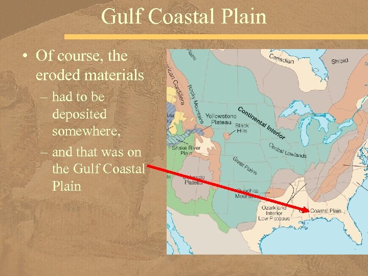Gulf Coastal Plain • Of course, the eroded materials – had to be deposited