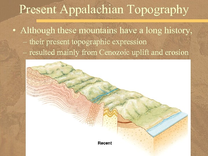Present Appalachian Topography • Although these mountains have a long history, – their present