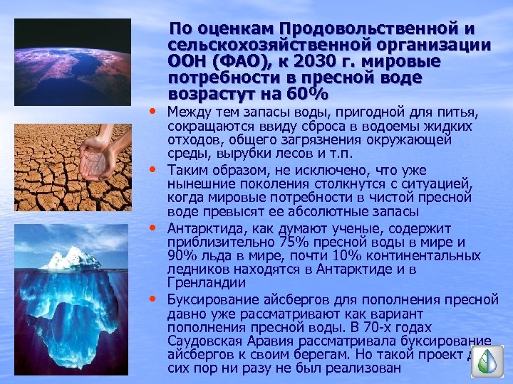 По оценкам Продовольственной и сельскохозяйственной организации ООН (ФАО), к 2030 г. мировые потребности в