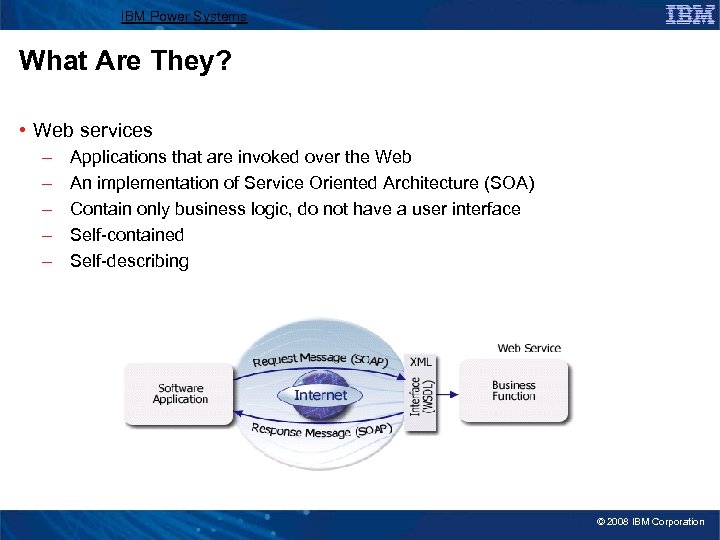 IBM Power Systems What Are They? • Web services – – – Applications that