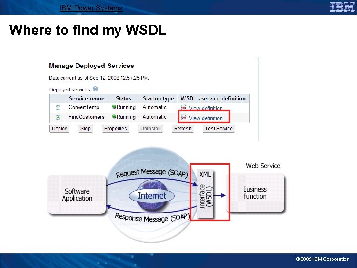 IBM Power Systems Where to find my WSDL © 2008 IBM Corporation 