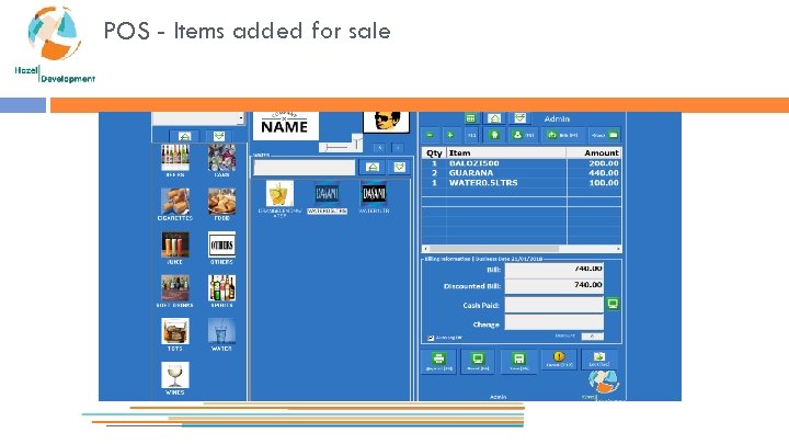 POS - Items added for sale 