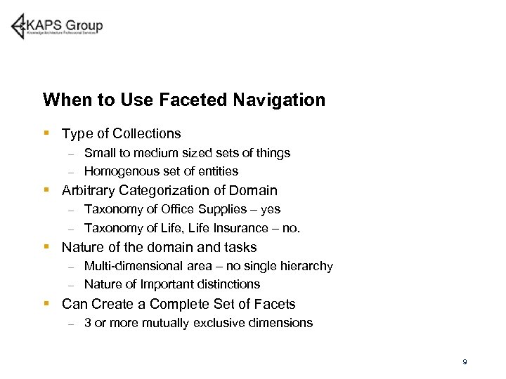 When to Use Faceted Navigation § Type of Collections Small to medium sized sets