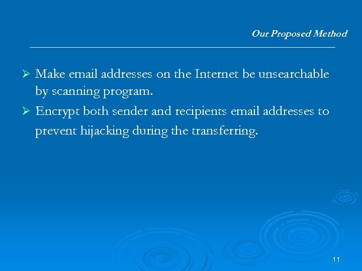 Our Proposed Method Make email addresses on the Internet be unsearchable by scanning program.