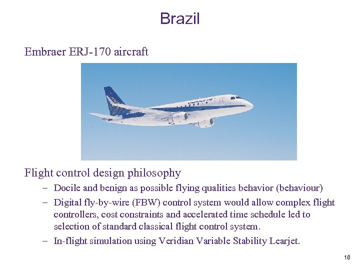 Brazil Embraer ERJ-170 aircraft Flight control design philosophy – Docile and benign as possible