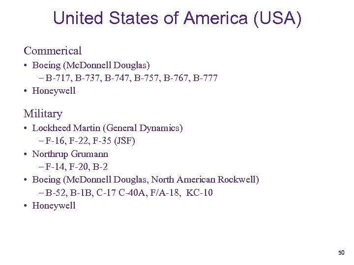 United States of America (USA) Commerical • Boeing (Mc. Donnell Douglas) – B-717, B-737,