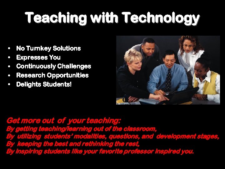 Teaching with Technology • • • No Turnkey Solutions Expresses You Continuously Challenges Research