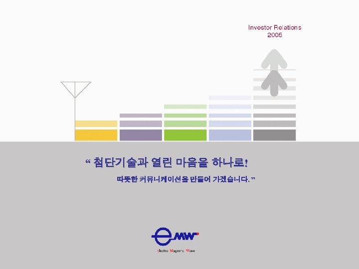 “ 첨단기술과 열린 마음을 하나로! 따뜻한 커뮤니케이션을 만들어 가겠습니다. ” Investor Relations 2005 1