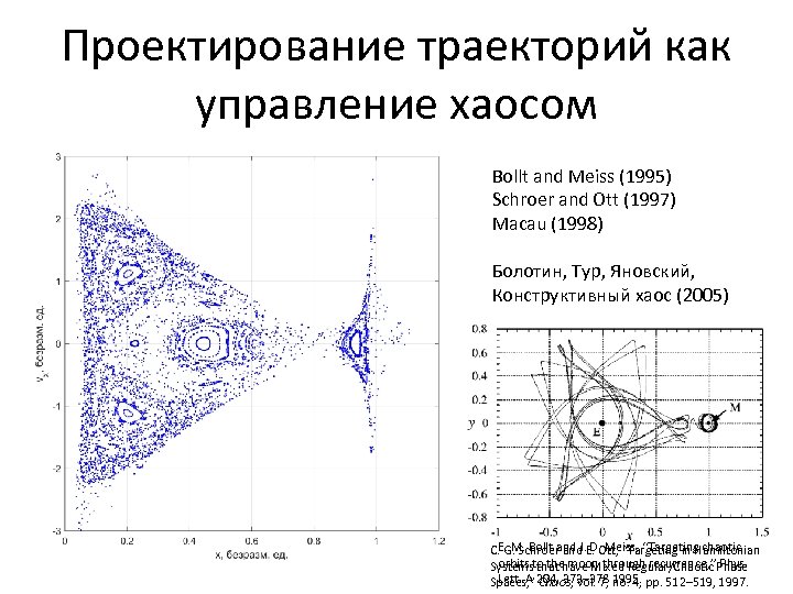 Проектирование траекторий как управление хаосом Bollt and Meiss (1995) Schroer and Ott (1997) Macau