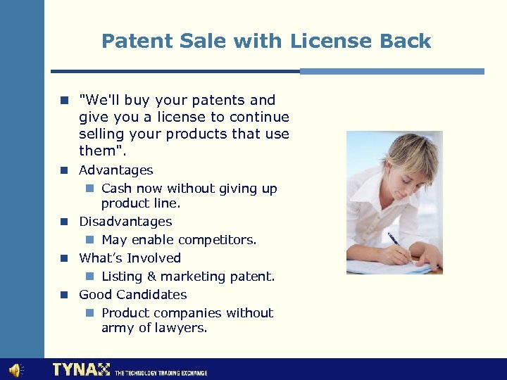 Patent Sale with License Back n 