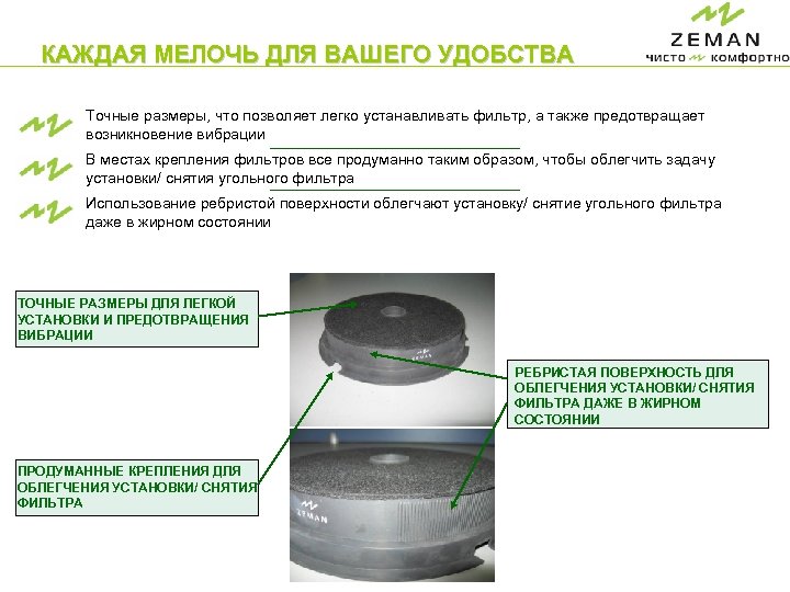 КАЖДАЯ МЕЛОЧЬ ДЛЯ ВАШЕГО УДОБСТВА Точные размеры, что позволяет легко устанавливать фильтр, а также