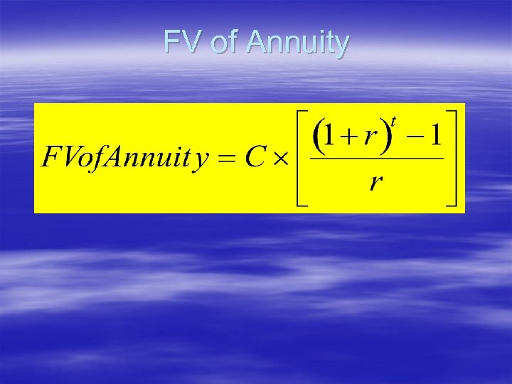 FV of Annuity 