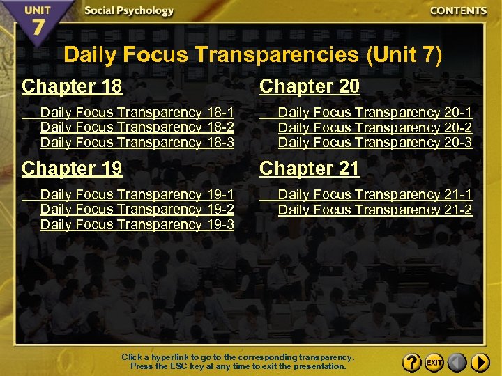 Daily Focus Transparencies (Unit 7) Chapter 18 Daily Focus Transparency 18 -1 Daily Focus