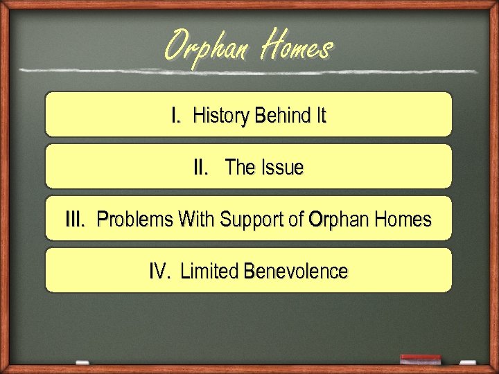 Orphan Homes I. History Behind It II. The Issue III. Problems With Support of