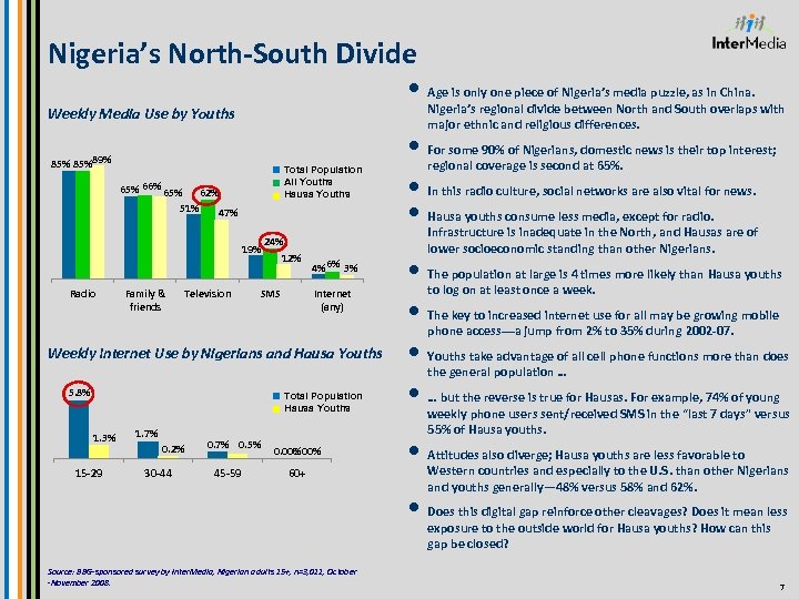 Nigeria’s North-South Divide • Age is only one piece of Nigeria’s media puzzle, as