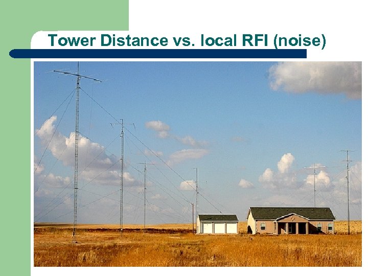 Tower Distance vs. local RFI (noise) 
