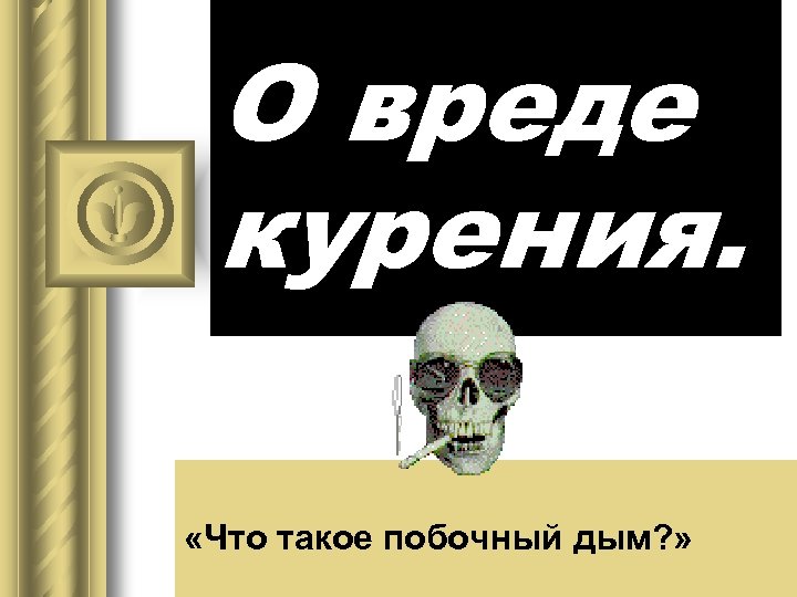 О вреде курения. «Что такое побочный дым? » 