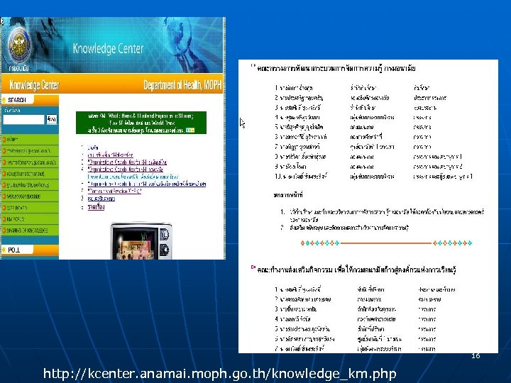 16 http: //kcenter. anamai. moph. go. th/knowledge_km. php 