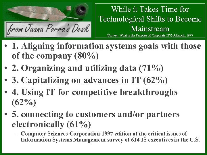 While it Takes Time for Technological Shifts to Become Mainstream (Survey: What is the