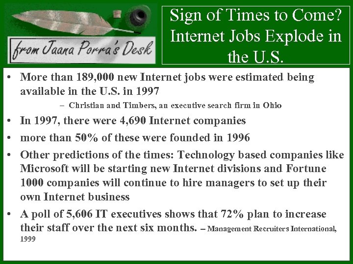 Sign of Times to Come? Internet Jobs Explode in the U. S. • More