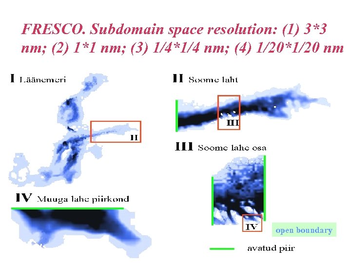 FRESCO. Subdomain space resolution: (1) 3*3 nm; (2) 1*1 nm; (3) 1/4*1/4 nm; (4)