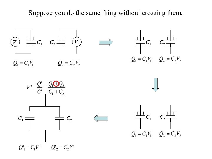 Suppose you do the same thing without crossing them. + + C 1 V