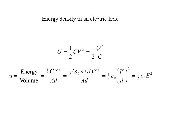 Energy density in an electric field 