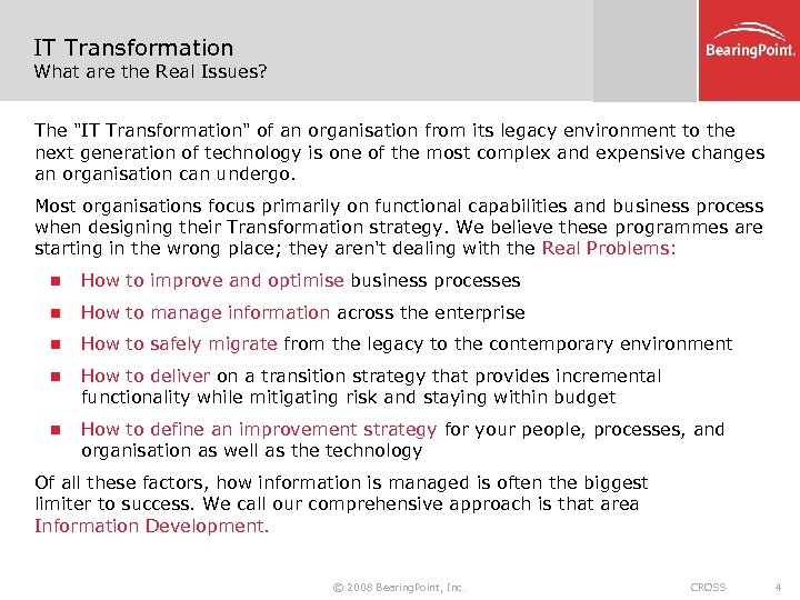 IT Transformation What are the Real Issues? The 