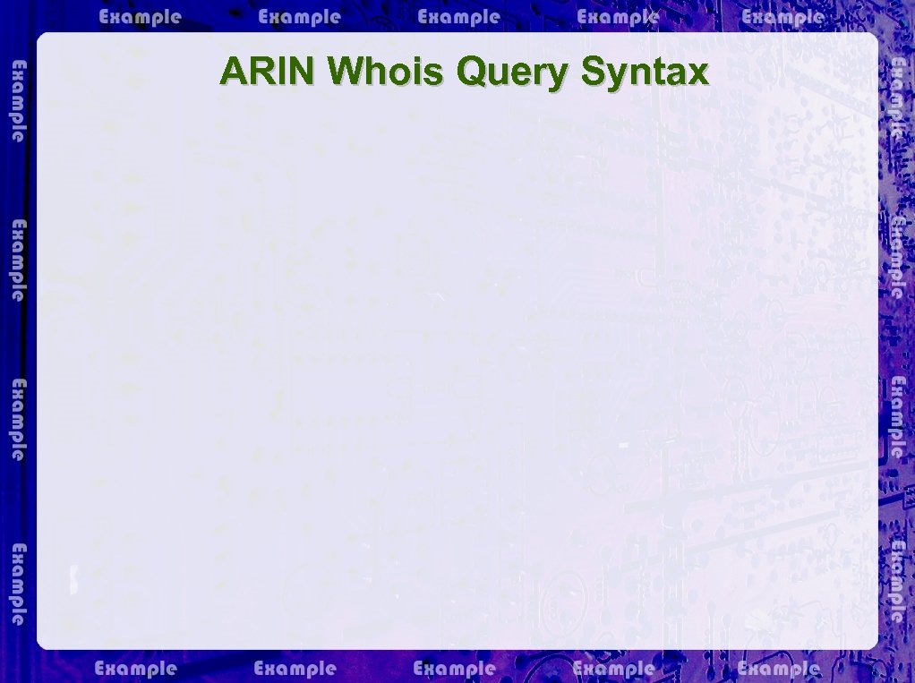 ARIN Whois Query Syntax 
